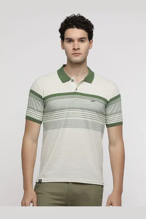 Crocodile Men Striped Polo Collar Slim Fit T-shirt