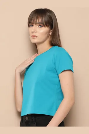 Chemistry Women Solid Round Neck Cotton Tshirt