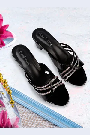 DressBerry Embellished Party Block Mules