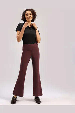 BlissClub Women Relaxed Flared High-Rise Bootcut Trousers