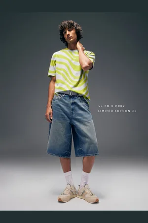 Flying Machine Men Orry X Cobain Loose Fit Denim Jorts