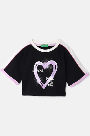 Benetton Girls Printed Pure Cotton T-shirt