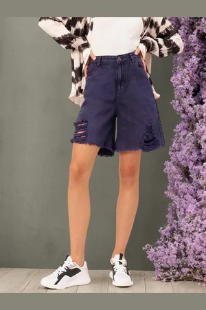 DressBerry Women Ripped Right Frayed Denim Shorts