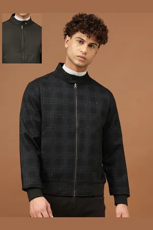 Richlook Men Mock Collar Checked Casual Bomber Reversible Jacket