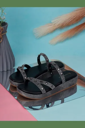 LOUIS STITCH Women Textured Open Toe Flats