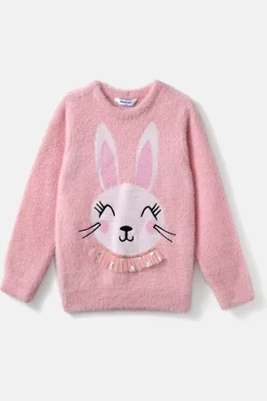 Nauti Nati Girls Bunny Print Jacquard Design Warm Sweater