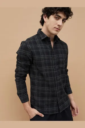 Lifestyle Men Spread Collar Tartan Checked Cotton Casual Shirt