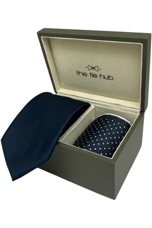 The Tie Hub Men Accessory Gift Set of Silk Necktie with Silk Pocket Square