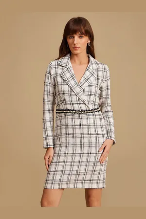 Kazo Women Checked Formal Sheath Dress