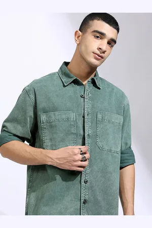 Highlander Men Dark Olive Double Utility Pocket Shirt