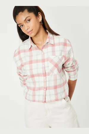 Max Collection Girls Spread Collar Tartan Checked Cotton Casual Shirt