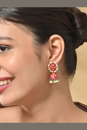 Fida Gold-Plated Artificial Beaded Floral Jhumkas