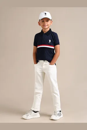 Ralph Lauren Boys Brand Logo Striped Polo Collar Pure Cotton T-shirt