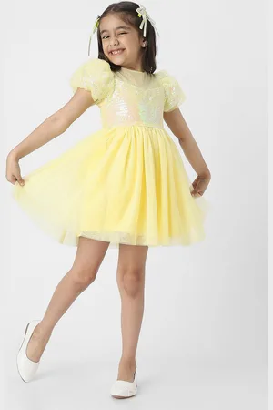 Nauti Nati Girls Embellished Puff Sleeved Dress