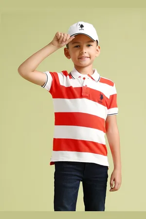 Ralph Lauren Boys Striped Polo Collar Cotton T-shirt