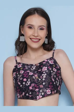 Puella Women Floral Printed Shoulder Straps Bralette Crop Top