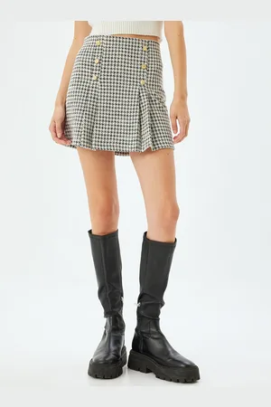 Koton Women Checked A-Line Mini Skirt