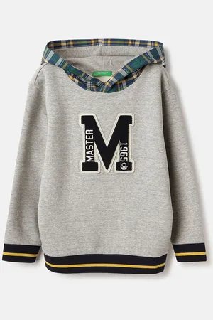 Benetton Boys Self Design Long Sleeves Hooded Sweatshirt