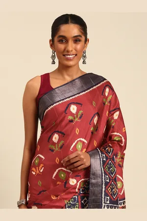 SANGAM PRINTS Geometric Printed Tussar Saree