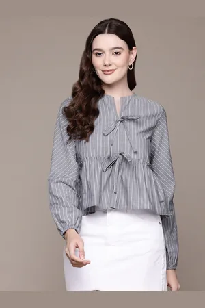 Nautica Bow Detail Striped Pure Cotton Top