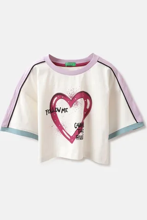 Benetton Girls Graphic Printed Pure Cotton T-shirt