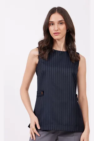 FableStreet Women Vertical Striped Round Neck Top