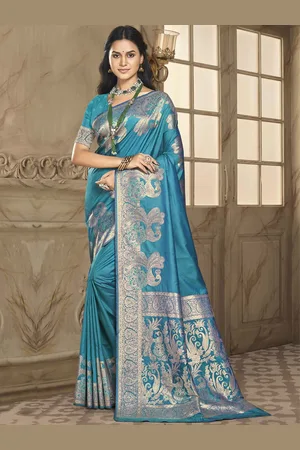 SANGAM PRINTS Ethnic Motifs Woven Design Zari Silk Blend Tussar Saree