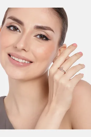 ESTELE Women Rose Gold-Plated CZ-Studded Finger Ring