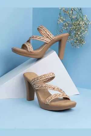 Inc 5 Women Embellished Party High-Top Block Mules with Laser Cuts