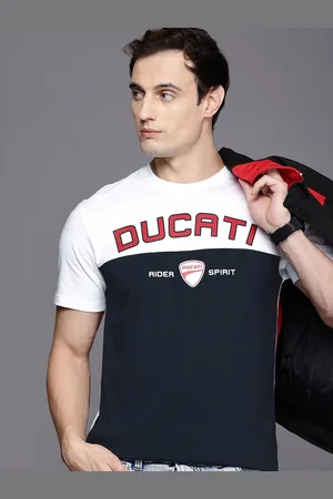 DUCATI Brand Logo Printed Colourblocked Pure Cotton T-shirt
