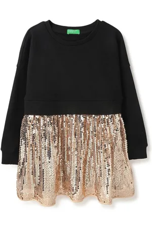 Benetton Girls Embellished Sequined A-Line Dress