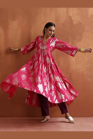 trueBrowns Ethnic Motifs Empire Anarkali Kurta with Trousers