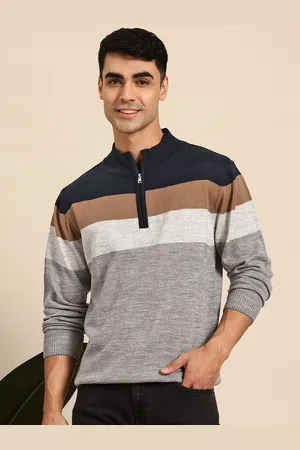 Mast & Harbour Men Striped Acrylic Pullover