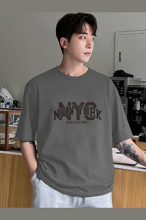clafoutis Men Typography Printed Drop-Shoulder Sleeves Cotton T-shirt