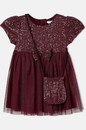 Nauti Nati Girls Sequinned Fit & Flare with Sling Bag