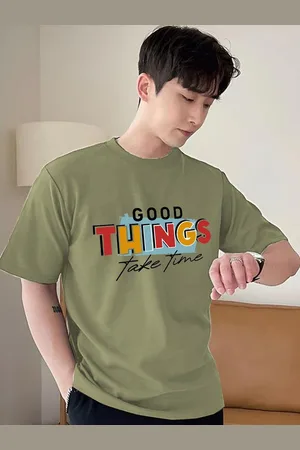 clafoutis Men Typography Printed Drop-Shoulder Sleeves Applique T-shirt