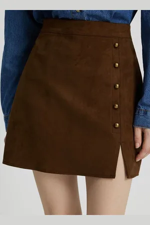 LULU & SKY Women Front Slit A-Line Slip On Mini Skirts
