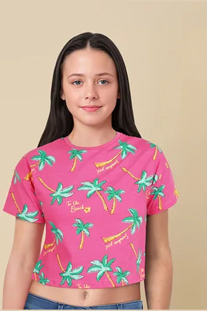 Allen Solly Girls Tropical Printed Pure Cotton T-shirt