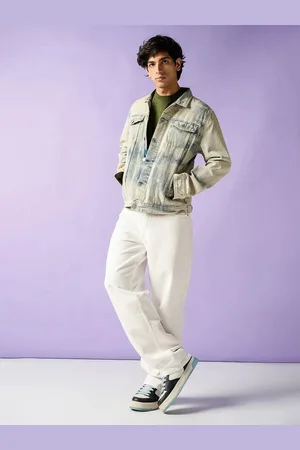 FREAKINS Men Washed Denim Jacket