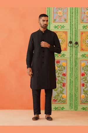 TheEthnic.Co Mandarin Collar Beads & Stones Straight Kurta