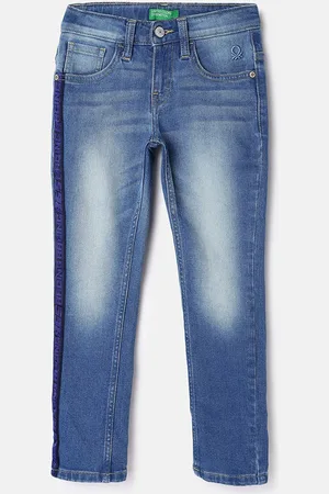 Benetton Boys Mid-Rise Slim Fit Heavy Fade Jeans