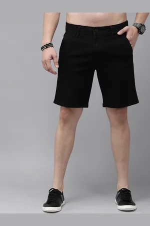 Roadster Men Black Slim-Fit Denim Shorts
