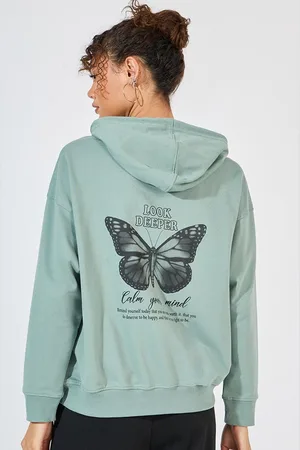 Styli Women Oversized Fit Regular Length Graphic Hooded Sweatshirt