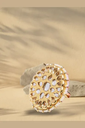 DUGRISTYLE Gold-Plated Kundan Studded Finger Ring