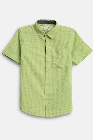 BONKIDS Boys Gingham Checks Opaque Checked Casual Shirt
