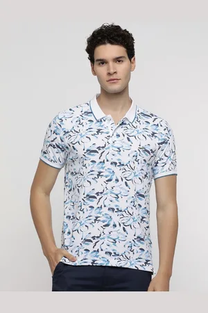 Crocodile Men Printed Polo Collar Raw Edge Slim Fit T-shirt