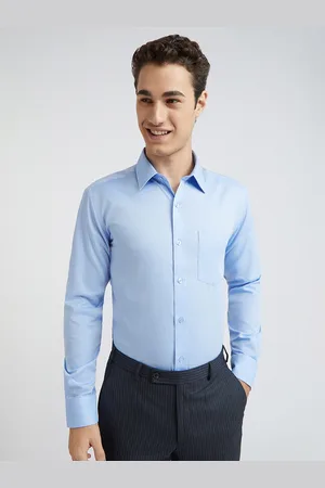Park Avenue Men Blue Regular Fit Solid Formal Shirt