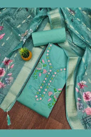 Kalini Embroidered Thread Work Pure Cotton Unstitched Dress Material