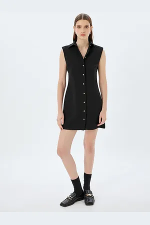 Koton Women Shirt Collar Sleeveless Mini Dress