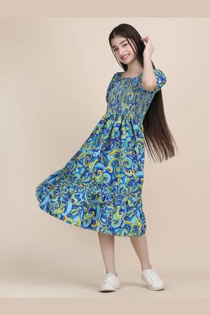 DEKLOOK Girls Abstract Printed Fit & Flare Midi Dress